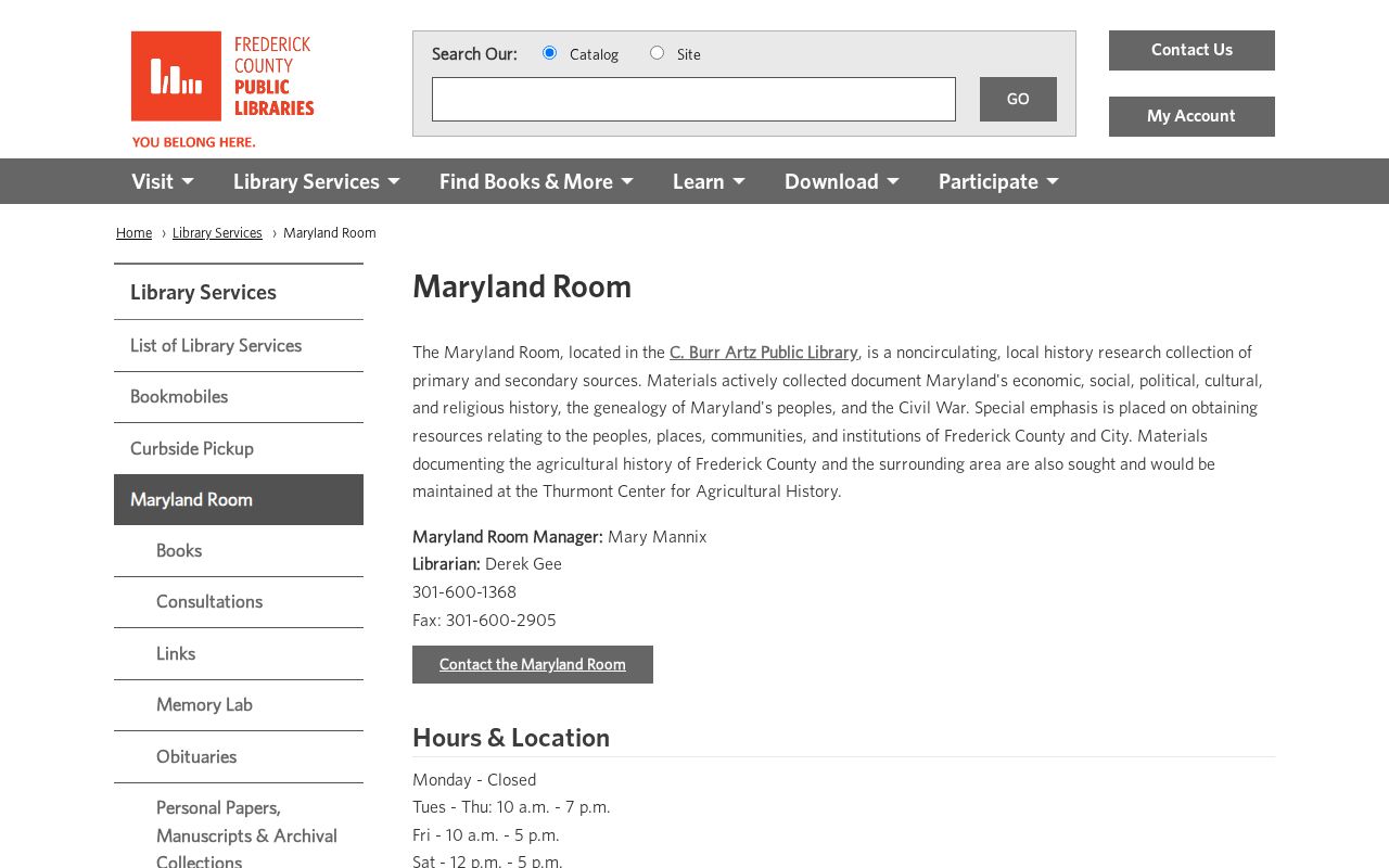 Frederick people search Maryland Room research services